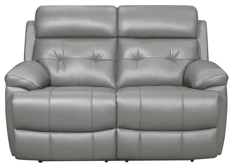 Lexicon Lambent Modern Leather Double Reclining Love Seat in Gray   Contemporary   Loveseats   by Homesquare  Houzz