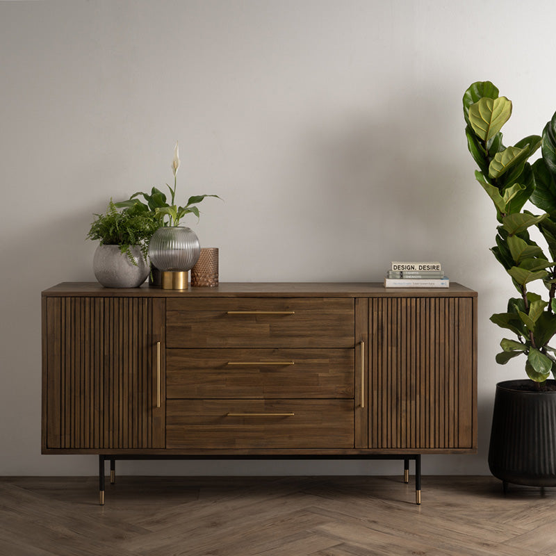 HAMILTON Sideboard Buffet Solid Acacia Wood 160cm - Toffee Colour