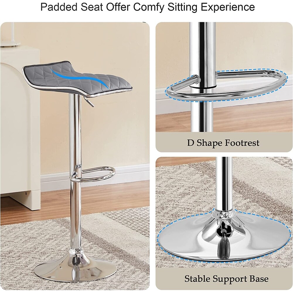 Javlergo Set of 4 Adjustable Swivel Bar Stools Counter Height Bar Chair with Footrest  Dark Gray