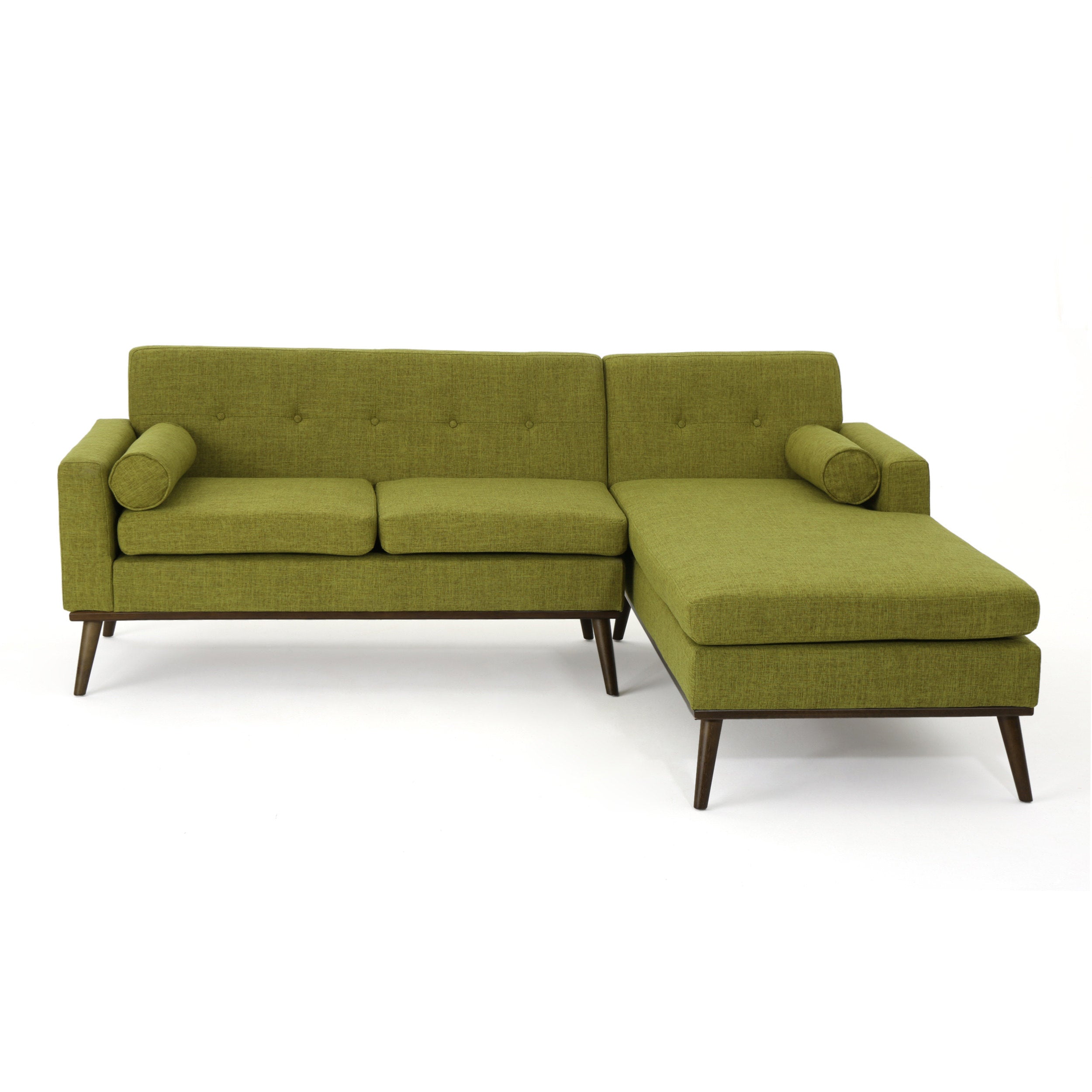 Sophia Mid Century Modern 2 Piece Fabric Sectional Sofa and Lounge Set