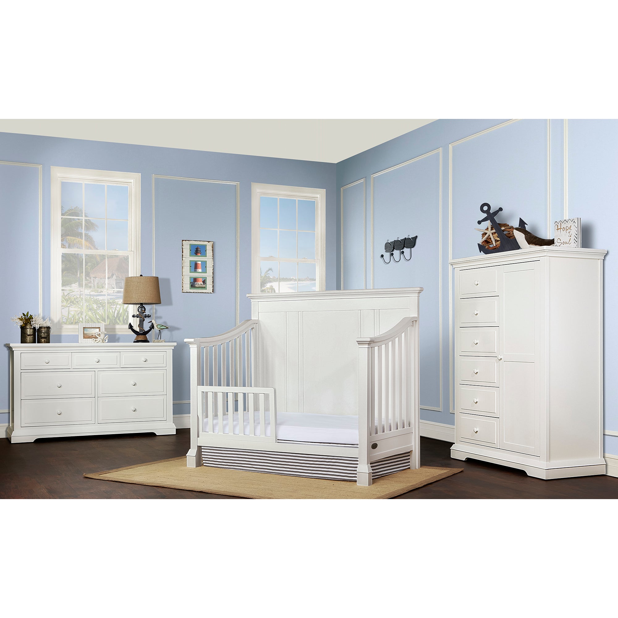 Evolur Parker 5-in-1 Convertible Crib, Winter White