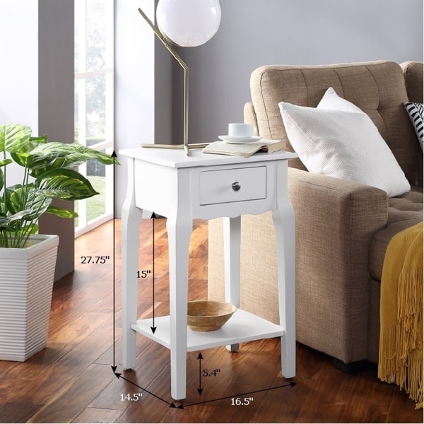 Roundhill Furniture Buren Wood End Table with Drawer