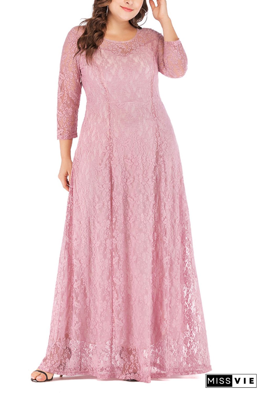 Plus Size Long Maxi Lace Dress