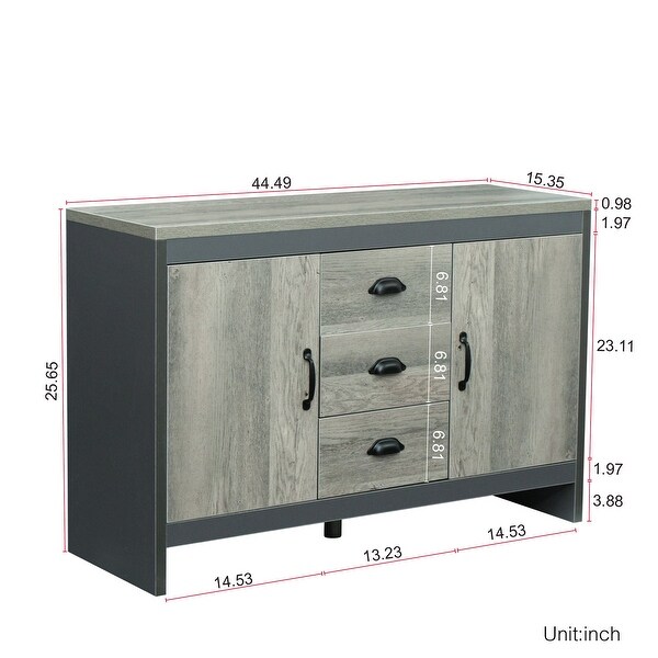 45-inch Wood Sideboard with 3 Drawers