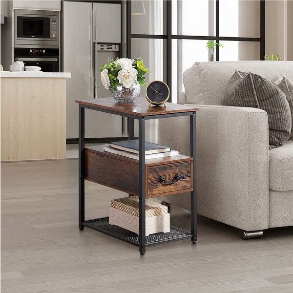 Industrial Style 1-Drawer Nightstand Narrow End Side Table (Set of 2) - - 36061306