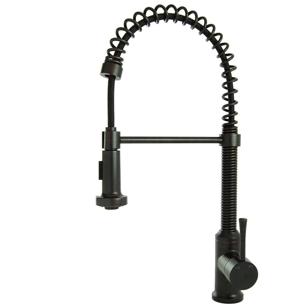 Fontaine by Italia Residential Spring Coil Pull Down Kitchen Faucet with Flat Spray Head in Oil Rubbed Bronze N96565F-ORB