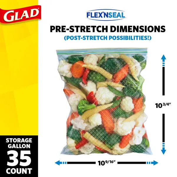 Glad 35-count 1 Gallon FLEX'N SEAL Food Storage Plastic Bags