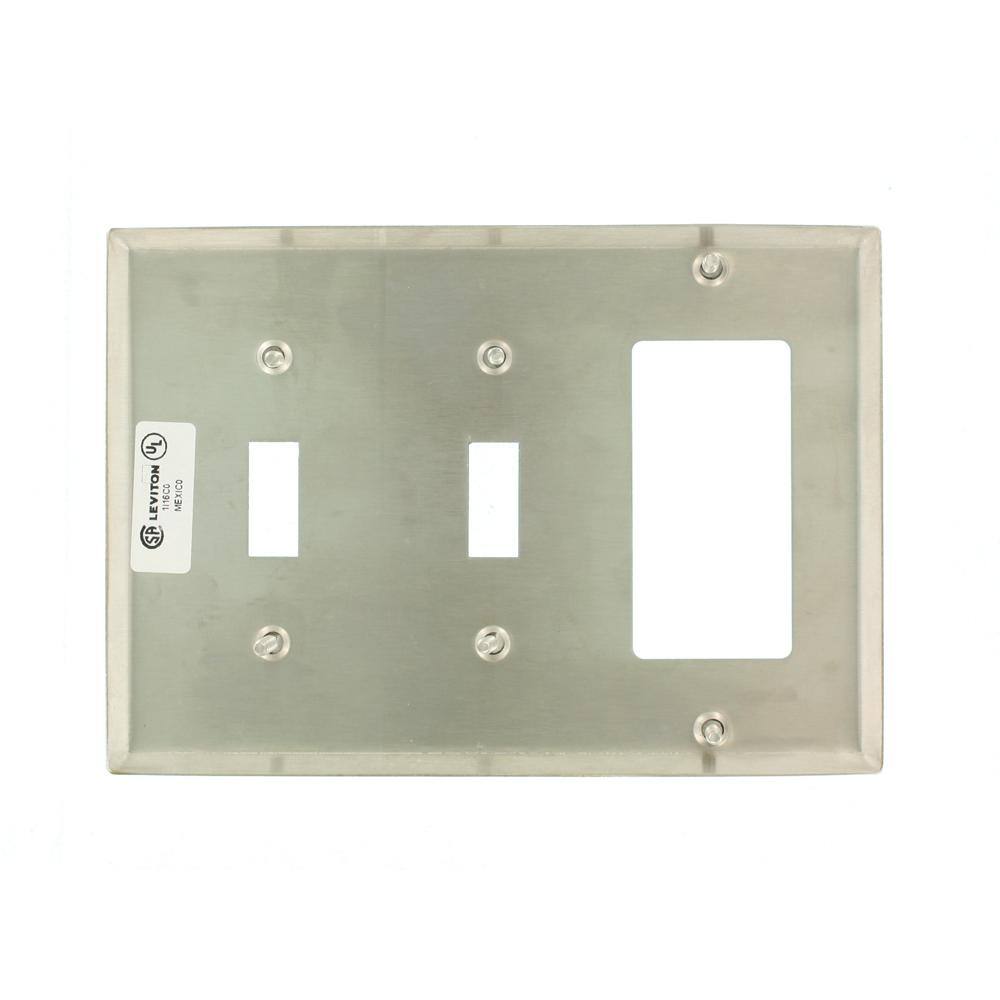 Leviton Stainless Steel 3-Gang 2-Toggle1-DecoratorRocker Wall Plate (1-Pack) 84421-40