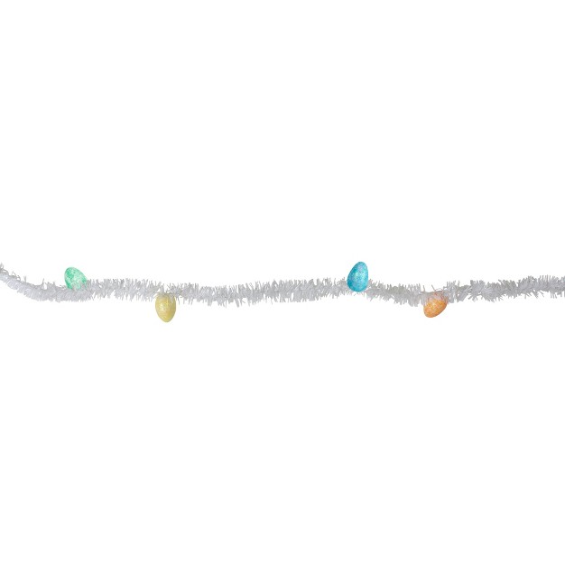 Unlit White Glittered Easter Egg Spring Tinsel Garland