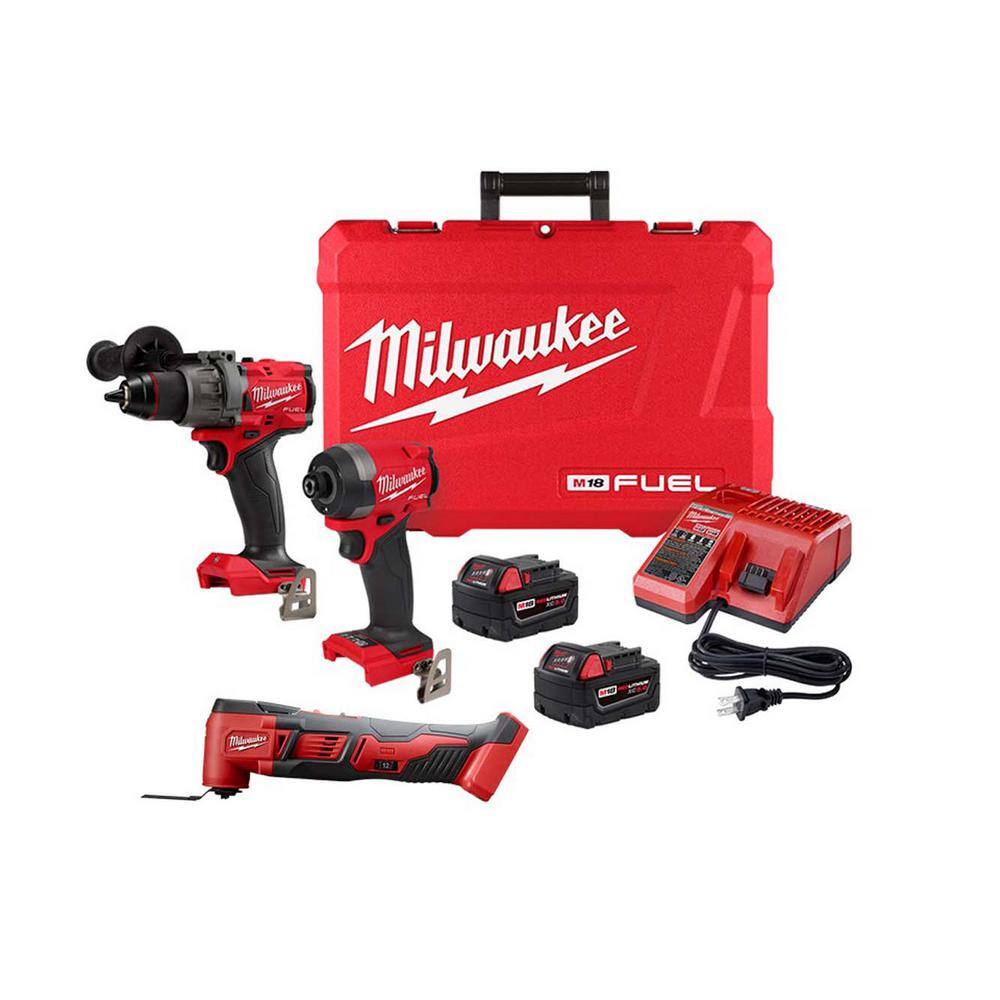 MW M18 FUEL 18-V Lithium-Ion Brushless Cordless Hammer Drill and Impact Driver Combo Kit (2-Tool) with M18 Multi-Tool 3697-22-2626-20