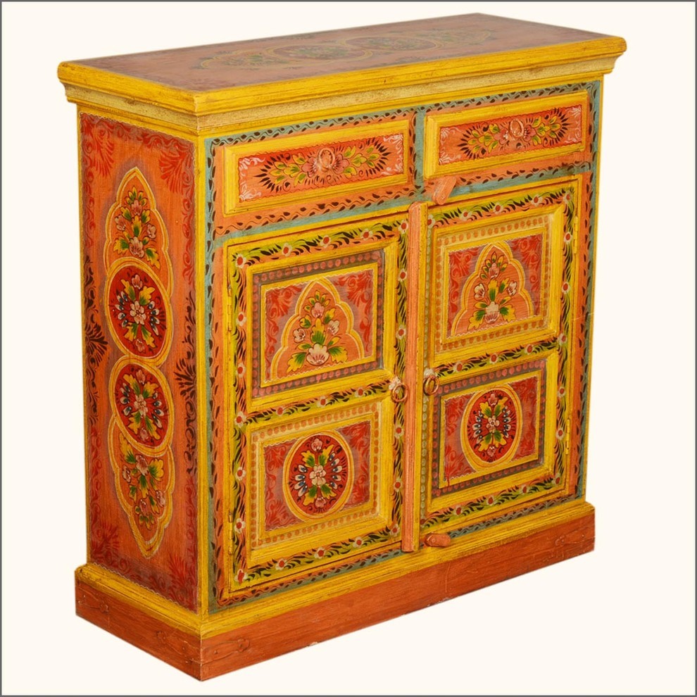 Bradford Hand Painted Mango Wood 2 Drawer Storage Cabinet   Mediterranean   Accent Chests And Cabinets   by Sierra Living Concepts Inc  Houzz