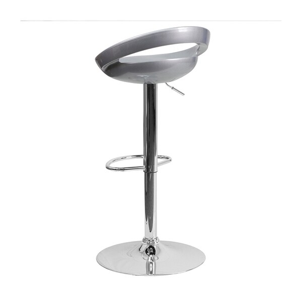 Contemporary Plastic Adjustable Height Bar Stool With Chrome Base