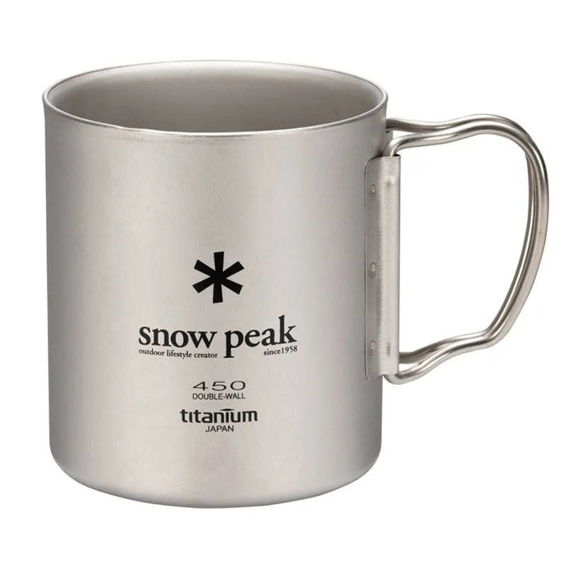 Snowpeak Titanium Cup Stainless Single Double Decker Mug Folding Water Cup Outdoor Camping Travel Cup Equipment