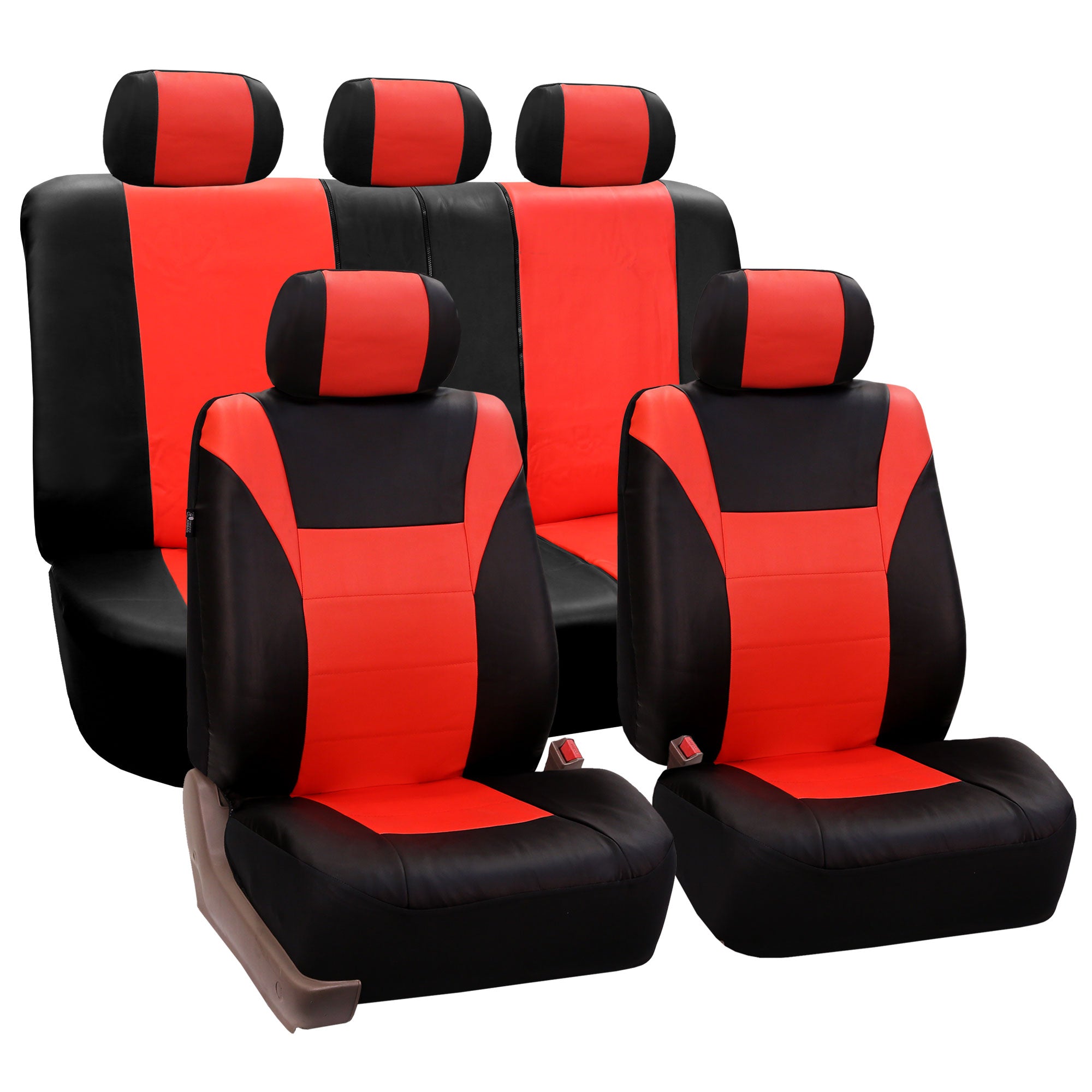 FH Group， Leather Seat Covers for Car Tangerine w/ Free Air Freshener， Airbag Compatible / Split Bench Covers