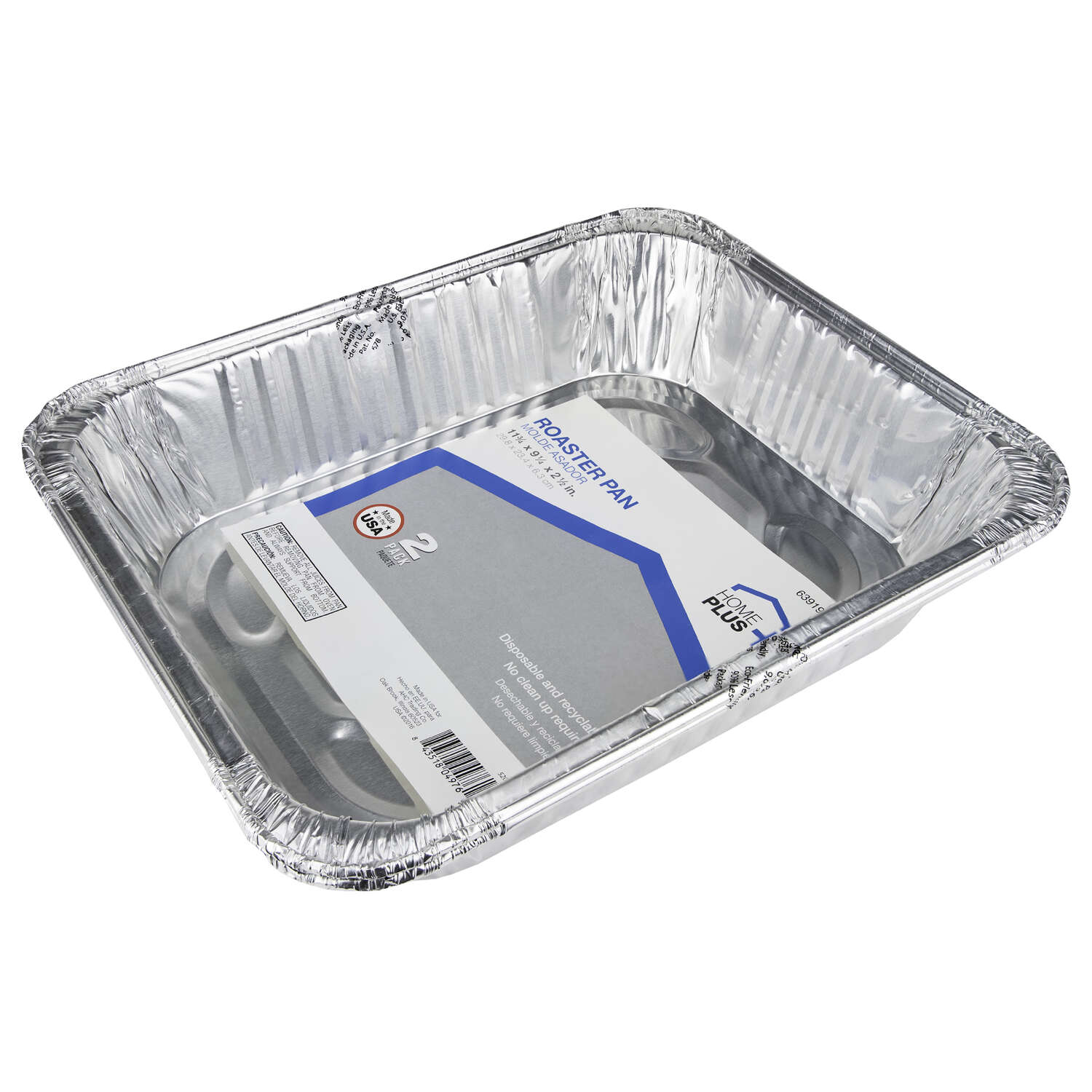 Home Plus Durable Foil 9-1/4 in. W X 11-3/4 in. L Roaster Pan Silver 2 pk