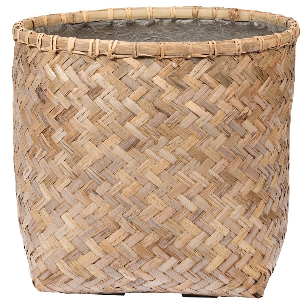 Pottery Pots Zayn Bamboo Indoor Outdoor Round Planter  Natural Finish