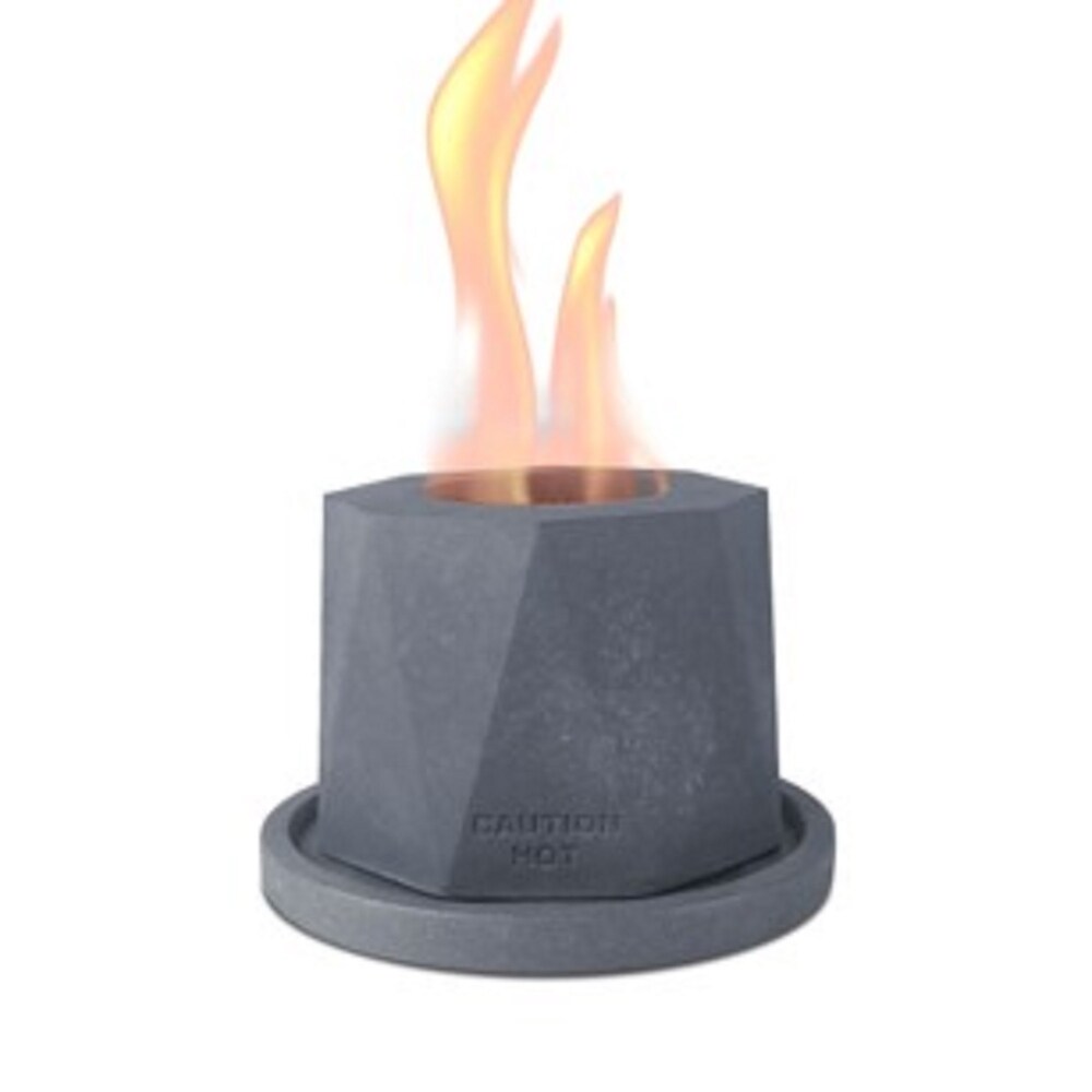 Kante 4.7 in. W Portable Concrete Rubbing Alcohol Roman Tabletop Fire Pit w/ Metal Extinguisher and Gray Base  Ethanol Fireplace