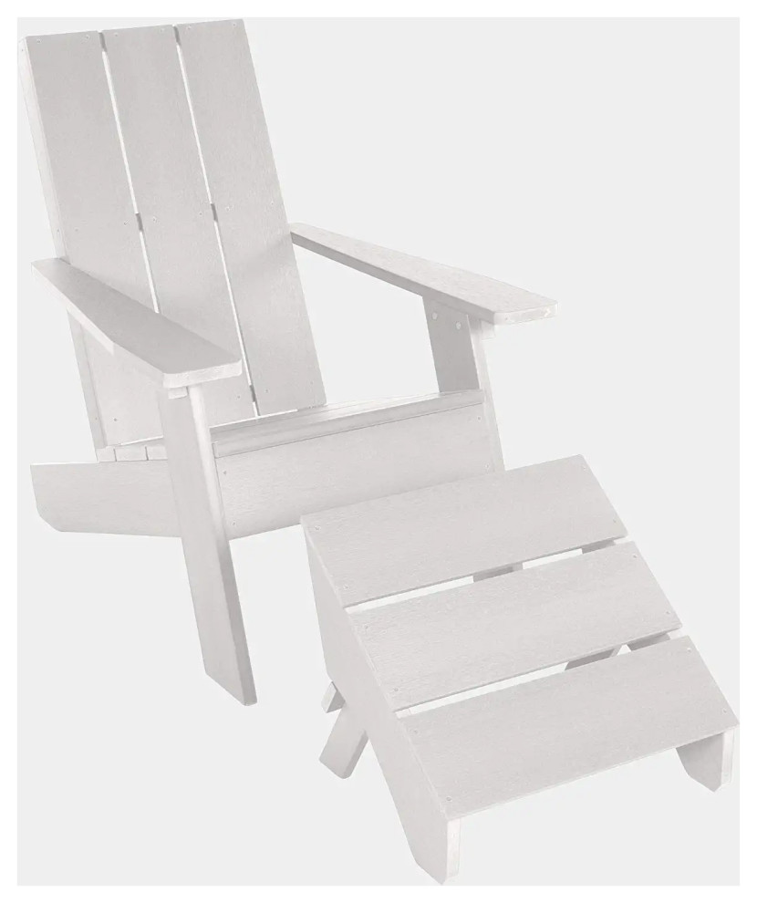 Modern Adirondack Chair With Footrest  Weatherproof Plastic Frame   Beach Style   Adirondack Chairs   by Decor Love  Houzz