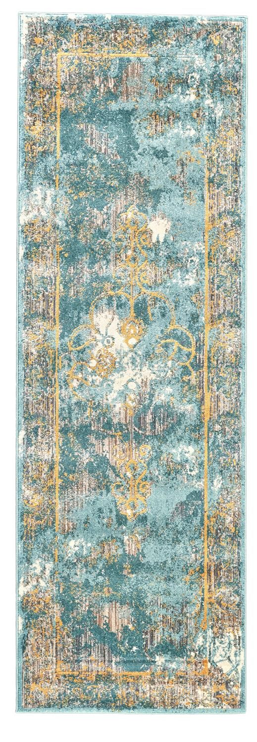 Arsene Teal and Yellow Rug by BD Fine