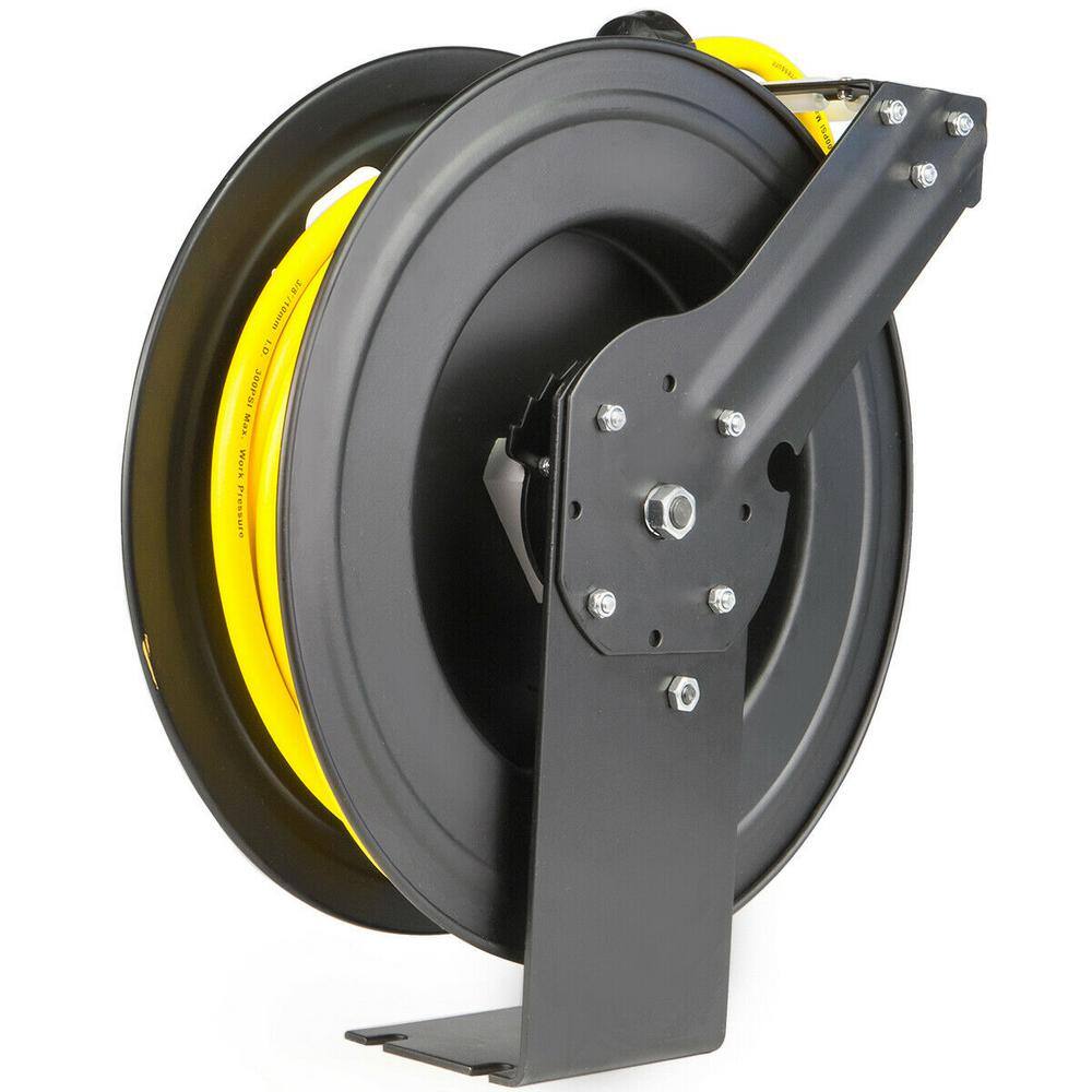 Stark 50 ft. x 38 in. I.D Retractable All-Weather Rubber Air Hose Reel with Auto Rewind 14 in. NPT 43550