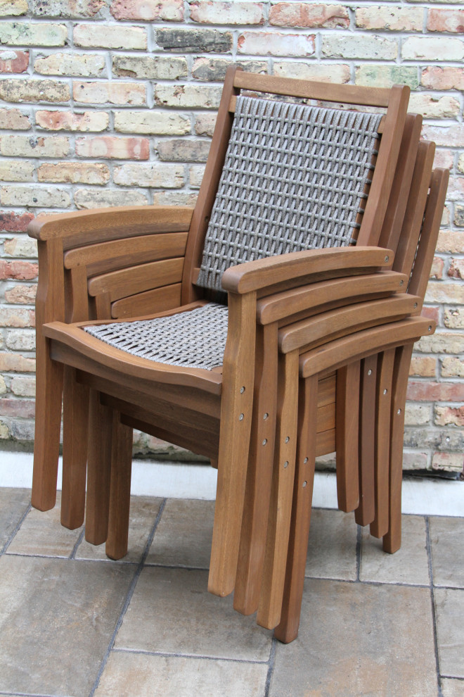 6 Piece Checkerboard Dining Set With Wicker Chairs   Tropical   Outdoor Dining Sets   by Outdoor Interiors  Houzz