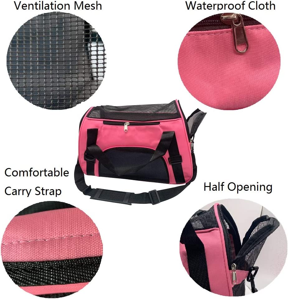 TIYOLAT Pet Carrier Bag， Airline Approved Duffle Bags， Pet Travel Portable Bag Home for Little Dogs， Cats and Puppies， Small Animals （Small-pink）