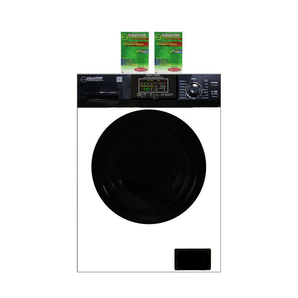 Equator 1.9 cu. ft. 110V All-in-One Washer and Dryer Combo with 2 Boxes of HE Detergent in WhiteBlack EZ 5500 CV WhiteBlack + 2 Boxes of HE