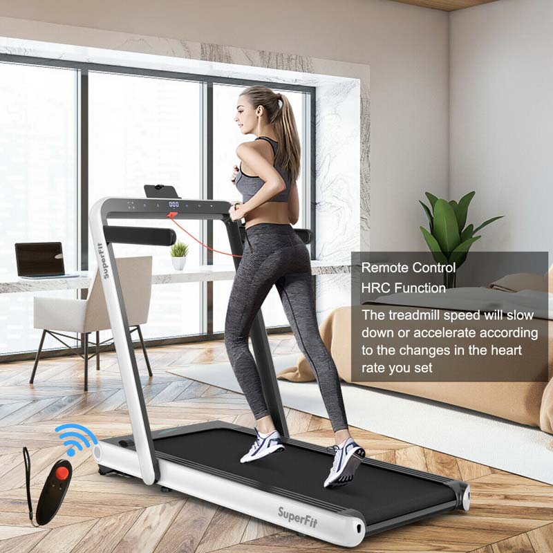 2 in 1 4.75HP Folding Treadmill, Under Desk Electric Treadmill, Portable Running Machine with APP Control, LED Touch Screen, Bluetooth Speaker