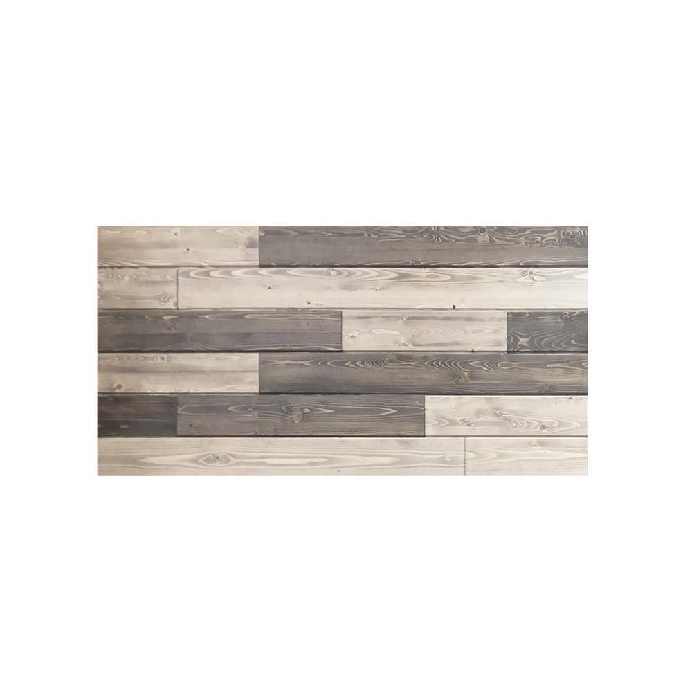 Pacific Entries 1 in. x 48 in. x 24 in. Mixed Weathered and Charcoal Gray Knotty Pine Wood Express Wall Accent Panel (4-Pack) WCPPL-2448