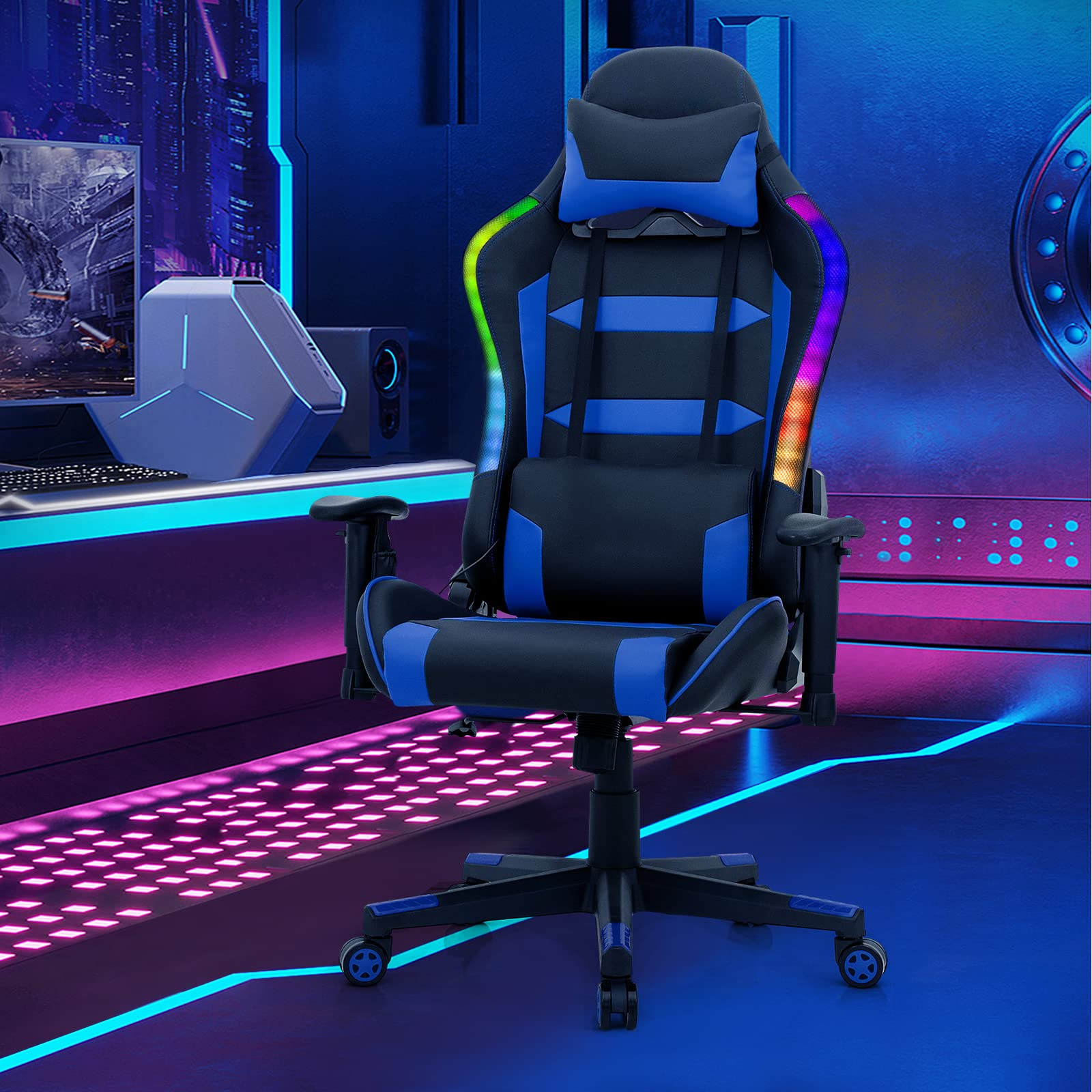 Giantex RGB Gaming Chair, Ergonomic Video Game Chair with Led Light