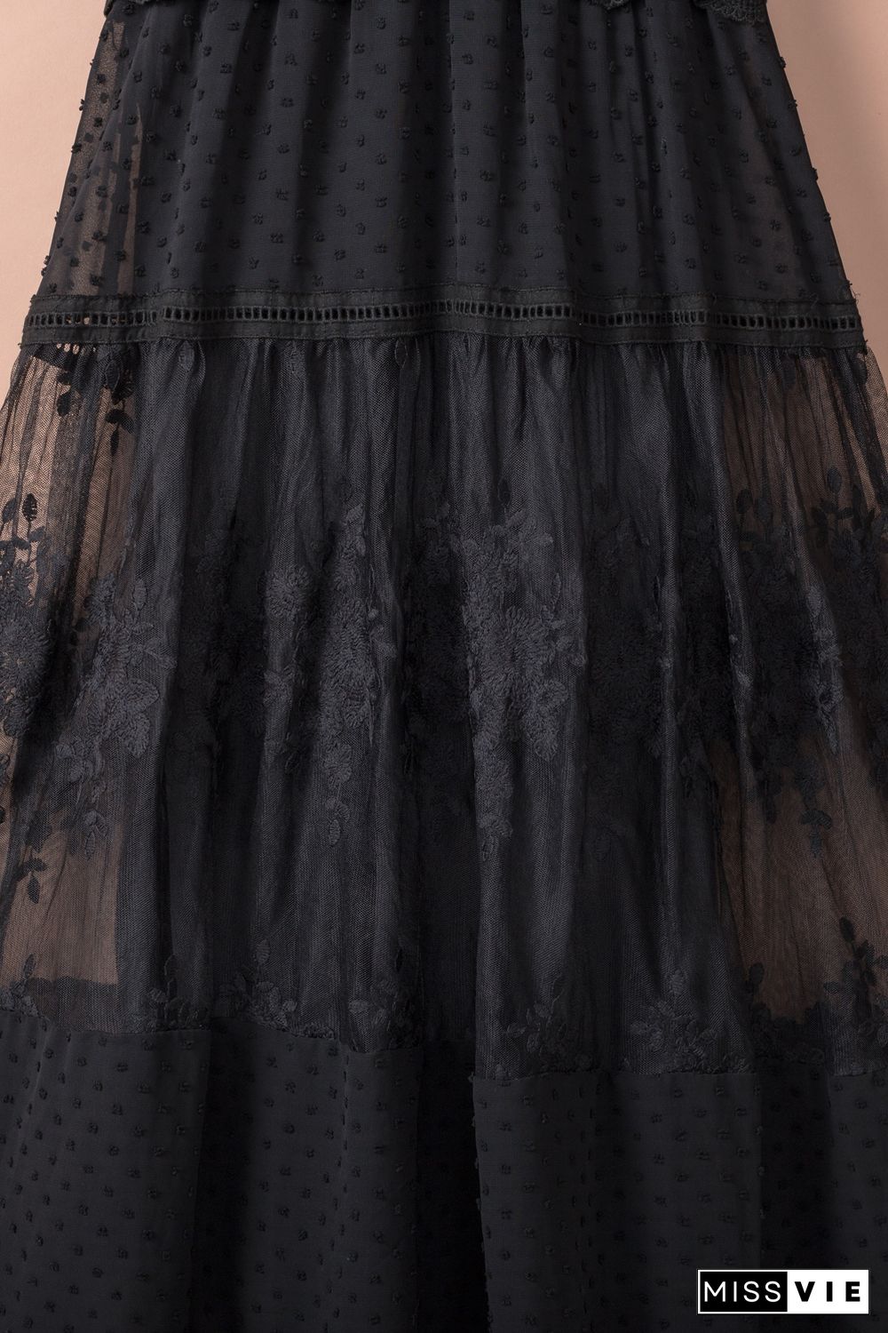 Black Luminous Dawn Lace Gown