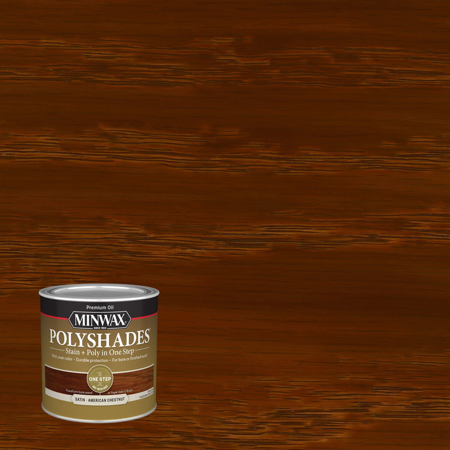 Minwax PolyShades Semi-Transparent Satin American Chestnut Stain/Polyurethane Finish 0.5 pt