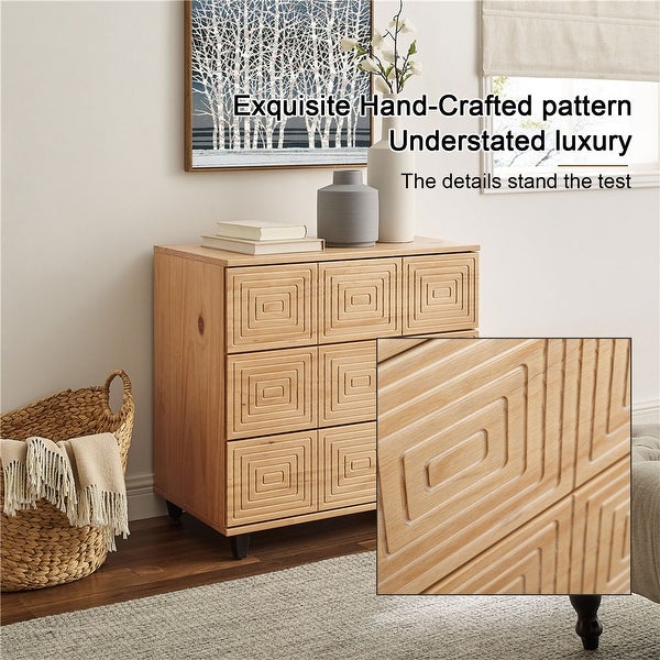 BIKAHOM Solid Wood 3 Drawer Dresser for Bedroom， Storage Organizer for Hallway，Stylish Dressers， Side Table for Living Room