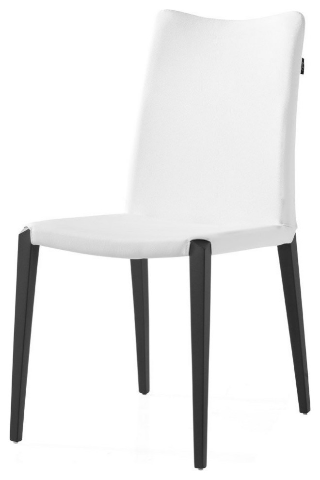 Modern Jordan Dining Chair in White Leatherette and Matte Black Steel Base   Transitional   Dining Chairs   by Zuri Furniture  Houzz