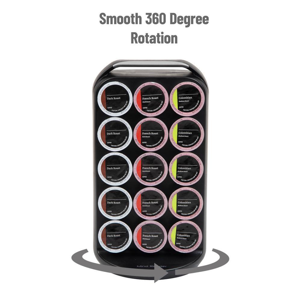 Mind Reader Anchor Collection Single Serve Coffee Pod Storage Carousel 30-Coffee Pod Capacity Countertop Organizer Black CRS02-BLK