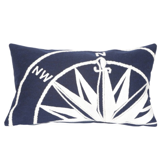 Oversize Compass Maine Square Throw Pillow Blue Liora Manne