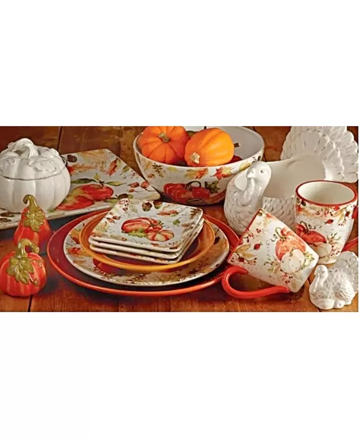 Certified International Harvest Splash Square Canape Plate Set of 4