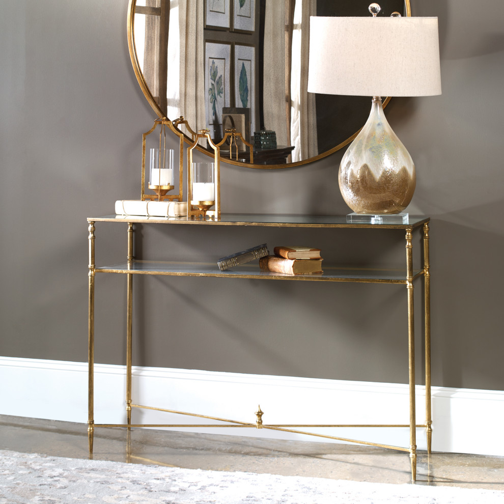 Uttermost Henzler Mirrored Glass Console Table   Traditional   Console Tables   by HedgeApple  Houzz