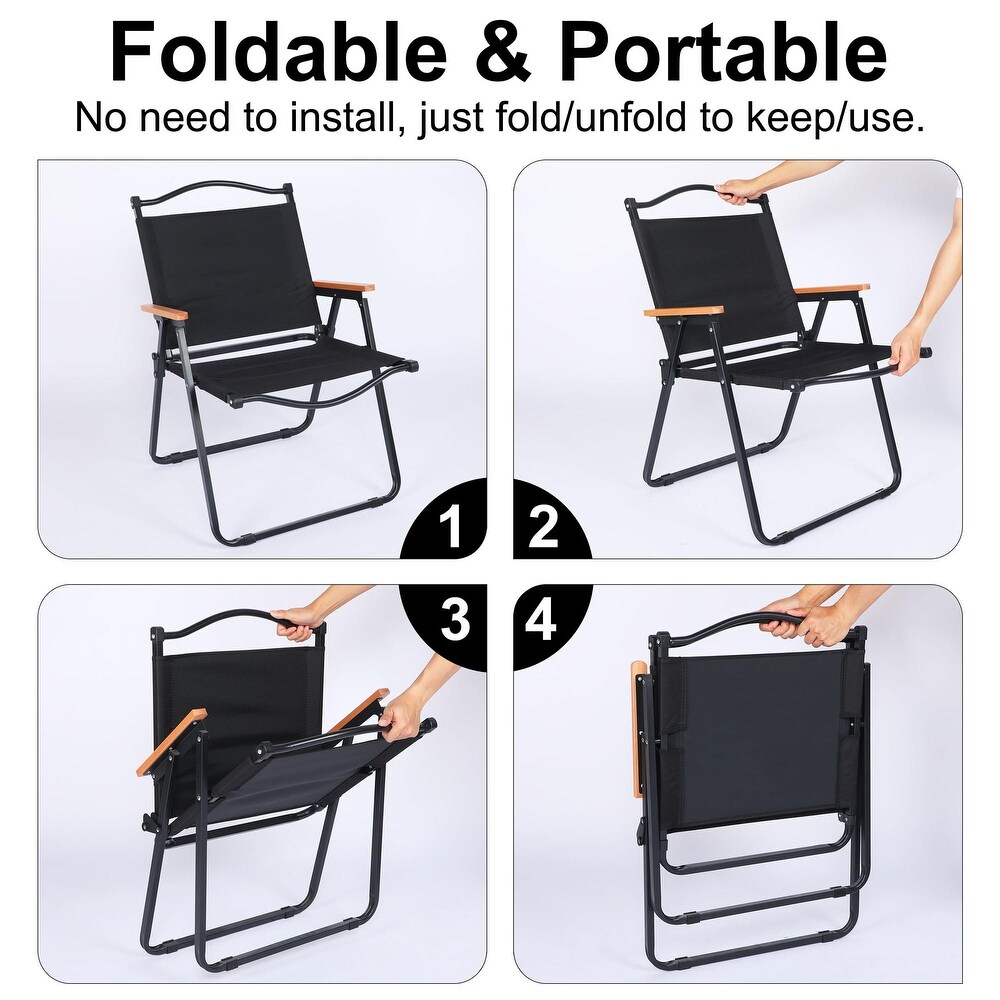 Outdoor Folding Camping Chair with Handle and Storage Bag 1 Piece L Size