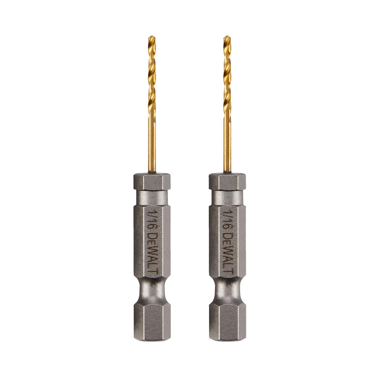 DW Impact Ready 1/16 in. X 2-1/4 in. L Titanium Nitride Drill Bit 2 pc