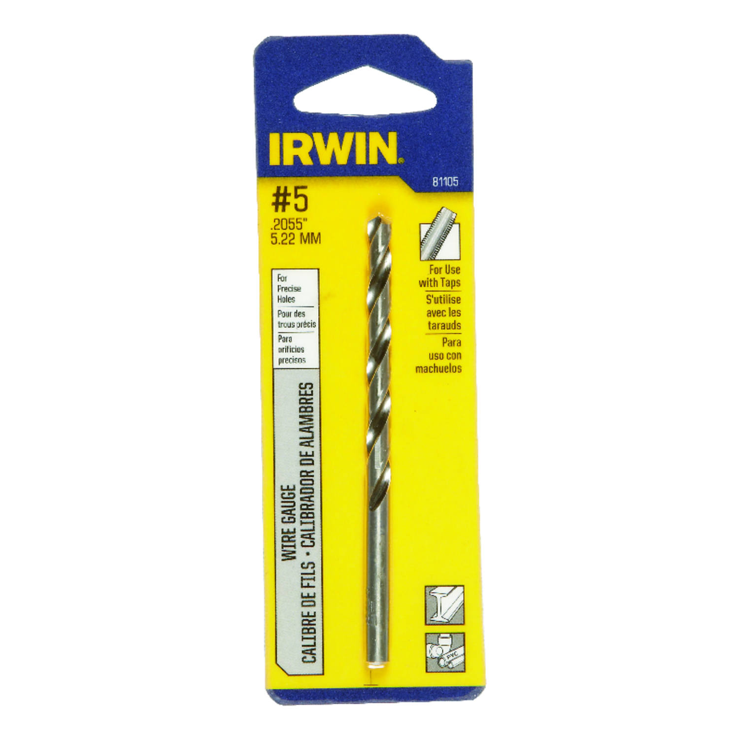 Irwin #5 X 3-3/4 in. L High Speed Steel Wire Gauge Bit 1 pc