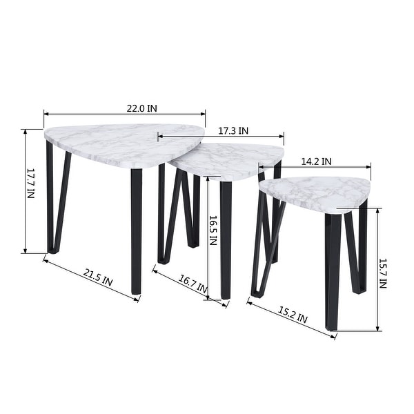 Nesting Coffee Table Stacking Side Tables Metal Frame (Set of 3)