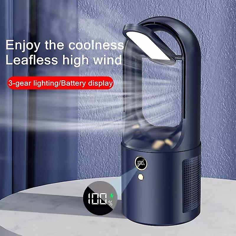 Electric Bladeless Table Fan Cooler Usb Charging Portable Wireless Mini Cooling Fan Ultra Quiet Led Night Light Home Office Use