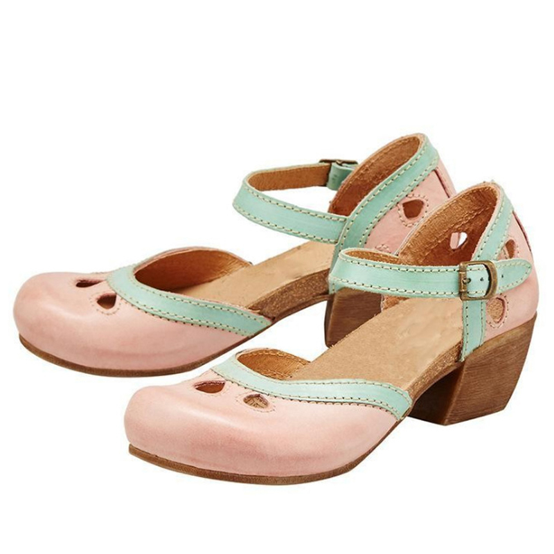 Women's retro block heel sandals