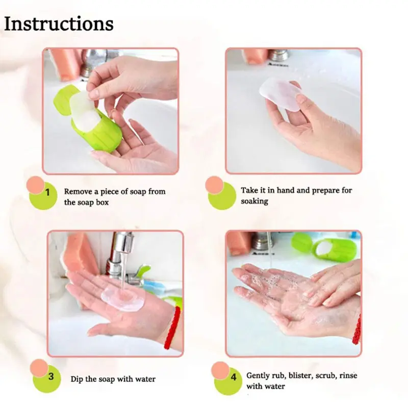 20PCS Portable Soap Paper Disposable Soap Paper Flakes Washing Cleaning Hand for Kitchen Toilet Outdoor Travel Camping Hiking