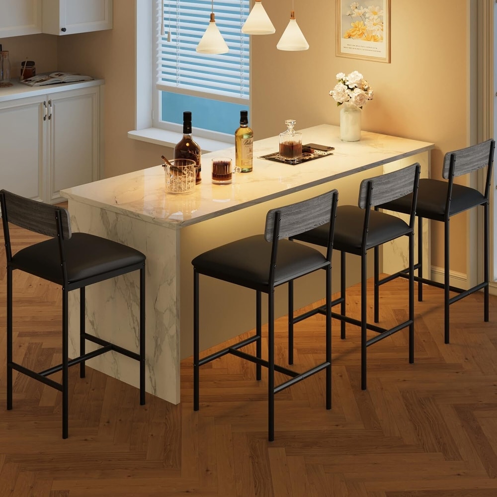 Bar Stools Set of 4  Kitchen Bar Stools with Footrest