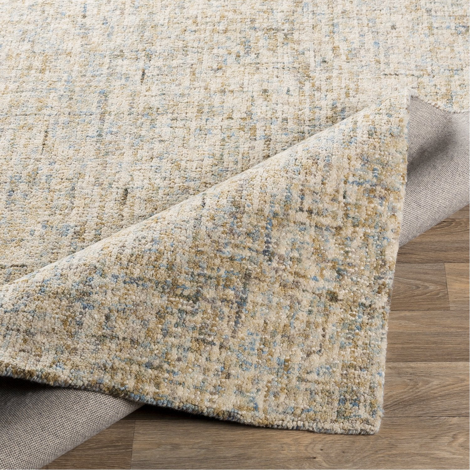 Emily Hand Tufted Rug in Dark Green, Bright Blue, Denim, White, Sage