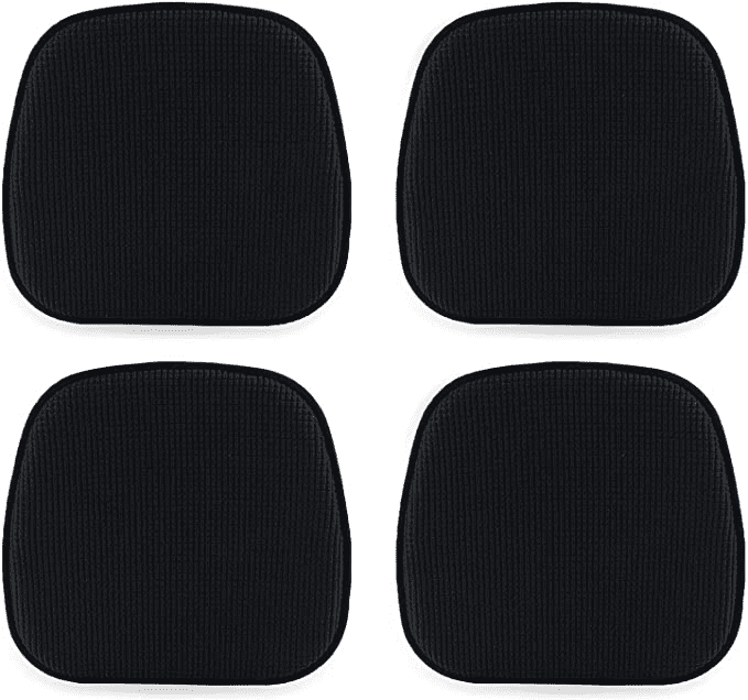 Shinnwa Kitchen Chair Cushions Set of 4 Soft Velvet Non Slip Dining Chair Pads Cushions 15 x 16 inch， Black