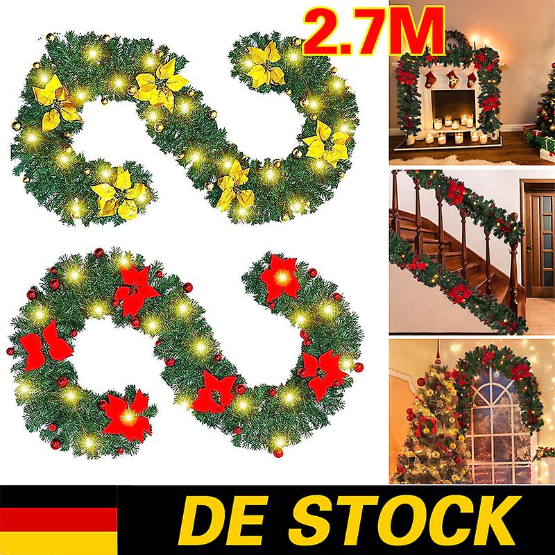 Weihnachtsgirlande 2.7m Beleuchtet Mit Led Lichterkette Girlande Tannengirlande. W12644596