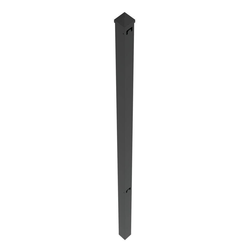 TuffBilt 2 in. x 2 in. x 70 in. Black Aluminum Fence End Post 73055165